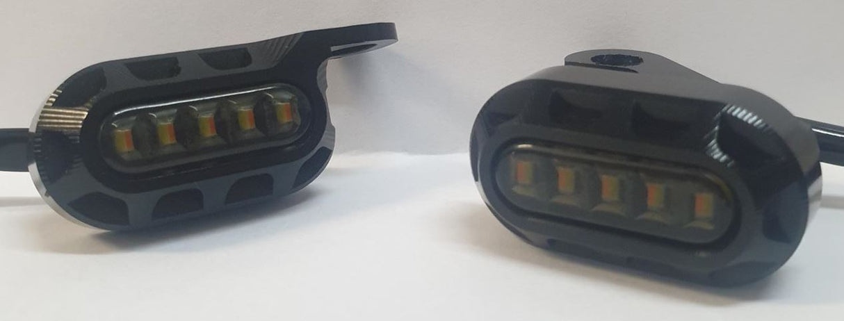 Twin Power Universal Billet Under Control Turn Signals Black with Smoke Lens for Softail 15-Up/Touring 09-Up Models w/Cable Clutch