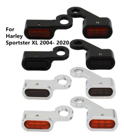 Twin Power Under Perch Turn Signals Chrome w/Amber Lens for Sportster Models 2004-Later (E Marked)
