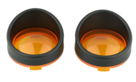 Twin Power Bullet Turn Signal Deuce Style Amber Lens with Black Bezel Custom Use