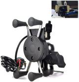 Twin Power X-Grip 3.5-6 Inch Motorcycle Bike Handlebar Cell Phone Mount Holder with USB Charger [INTERNAL]