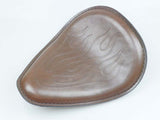 Twin Power Seat Combo Small Size Brown Leather Solo Seat with Flame and with Chrome Spring set