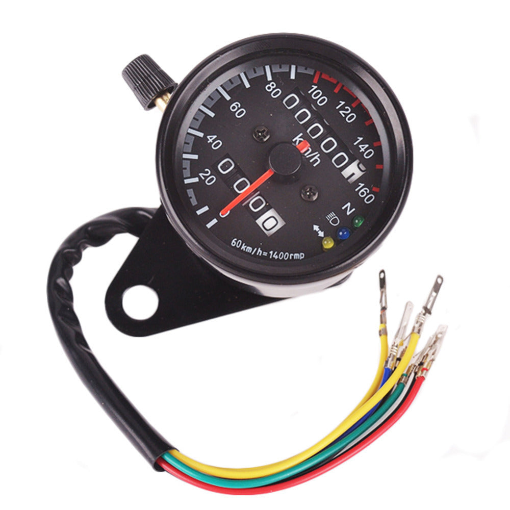 Speedo Mini Style Black w/Black Face with T/Signal Neutral Universal Use Fits all Motorcycles Bobbers Customs [INTERNAL]