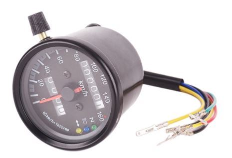 Speedo Mini Style Black w/Black Face with T/Signal Neutral Universal Use Fits all Motorcycles Bobbers Customs [INTERNAL]