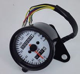 Speedo Mini Style Black w/White Face with T/Signal Neutral Universal Use Fits all Motorcycles Bobbers Customs [INTERNAL]