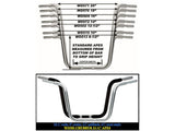 Wild 1 Inc WO502 12-1/2" x 1-1/4" Chubby Ape Hanger Handlebar Chrome