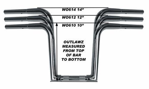 Wild 1 Inc WO610 10" x 1-1/4" Chubby OutlawZ Ape Hanger Handlebar w/Narrow Bottom Chrome