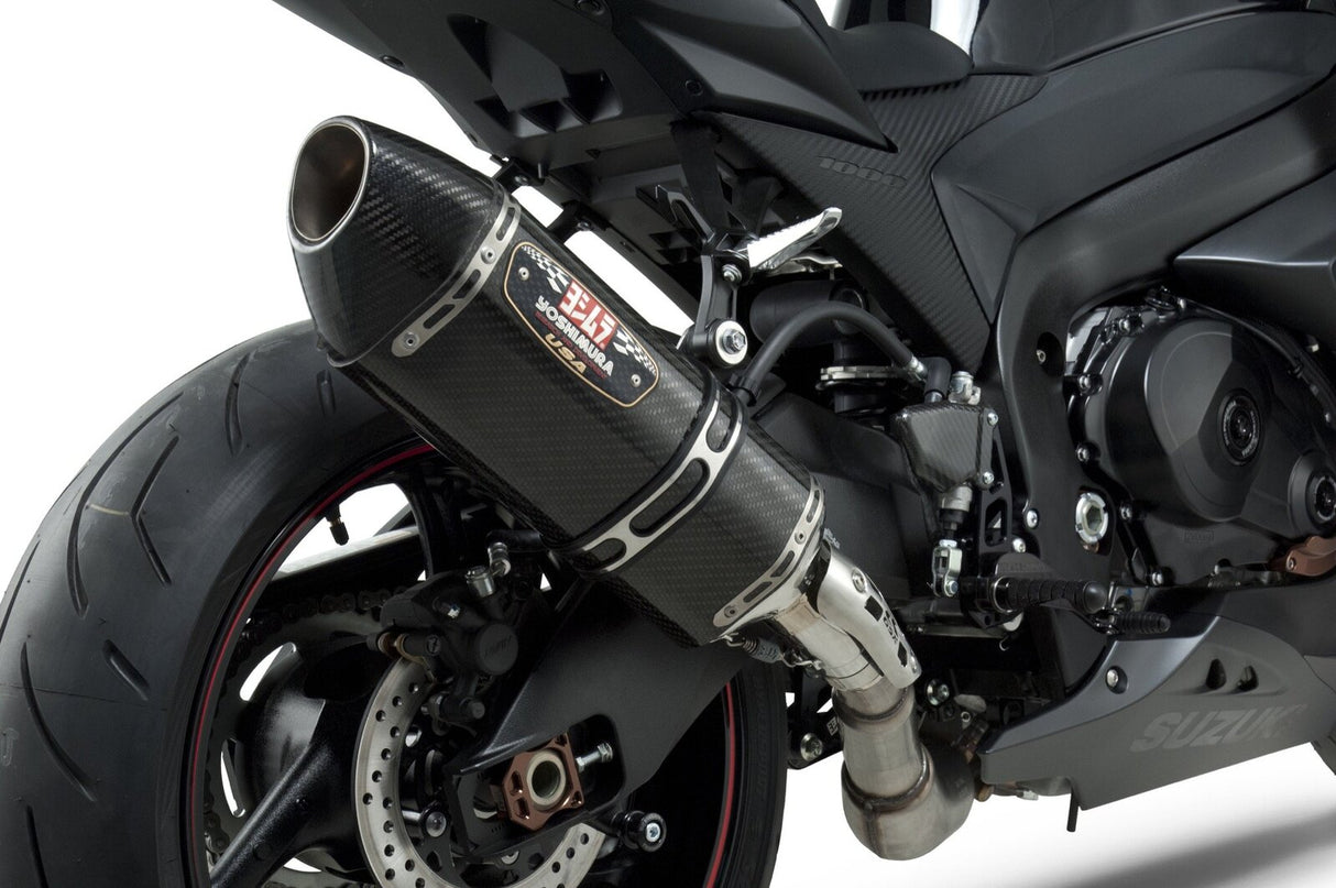 Yoshimura R-77 Street Stainless Slip-On Muffler w/Carbon Sleeve/Carbon End Cap for Suzuki GSX-R1000 12-16