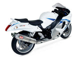 Yoshimura RS-3 Street Stainless Dual Slip-On Mufflers w/Stainless Sleeve/Aluminum End Cap for Suzuki Hayabusa 08-20