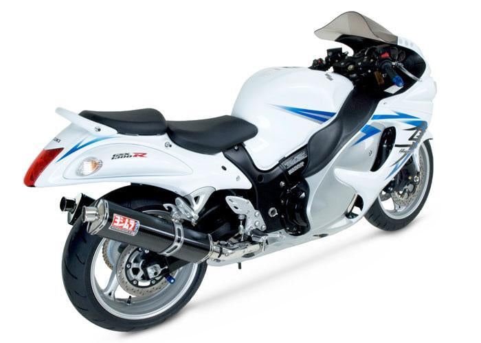 Yoshimura TRS Street Stainless Dual Slip-On Mufflers w/Carbon Sleeve/Stainless End Cap for Suzuki Hayabusa 08-16