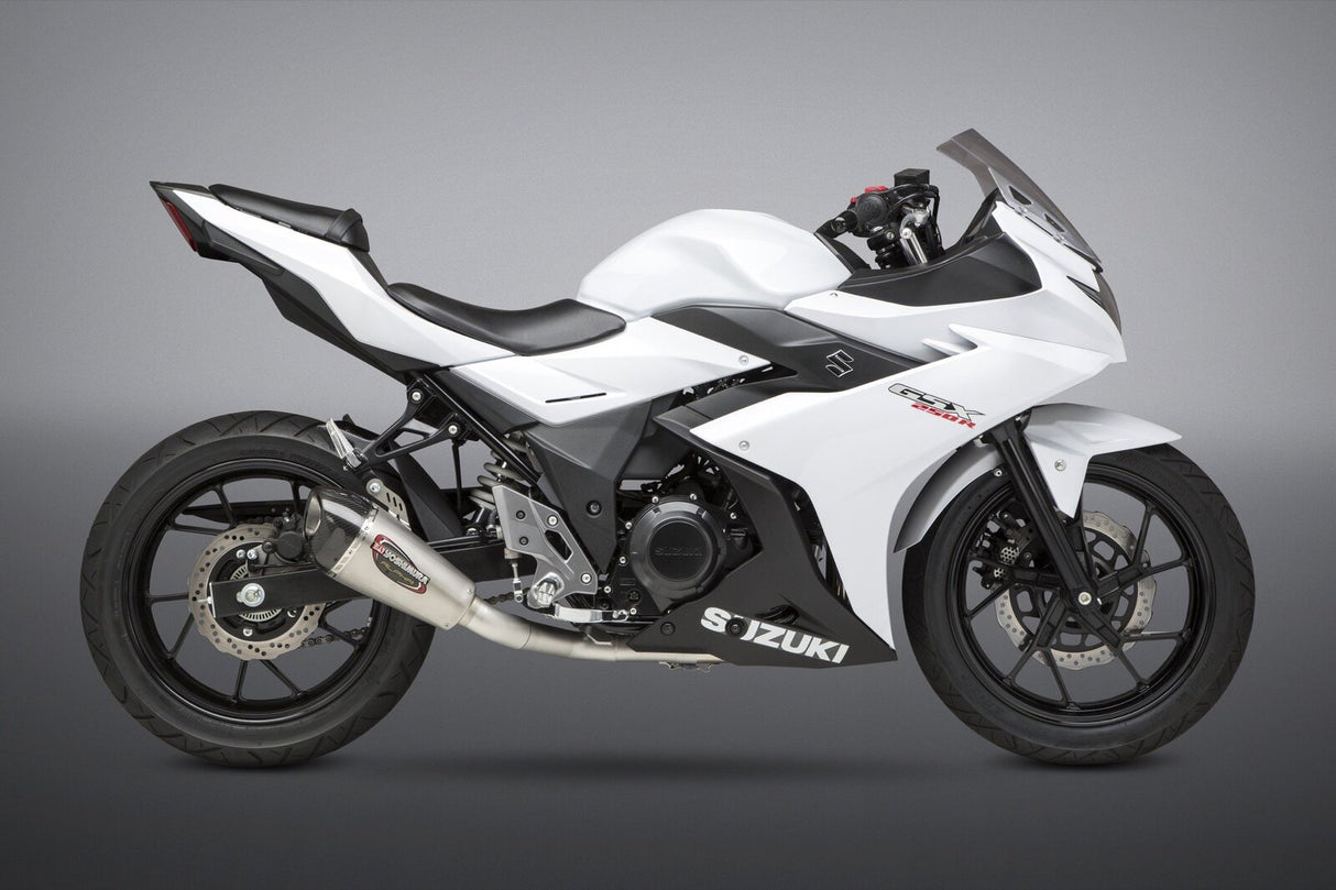 Yoshimura Alpha T Race Stainless Full Exhaust System w/Stainless Sleeve/Carbon End Cap for Suzuki GSX250R 18-20