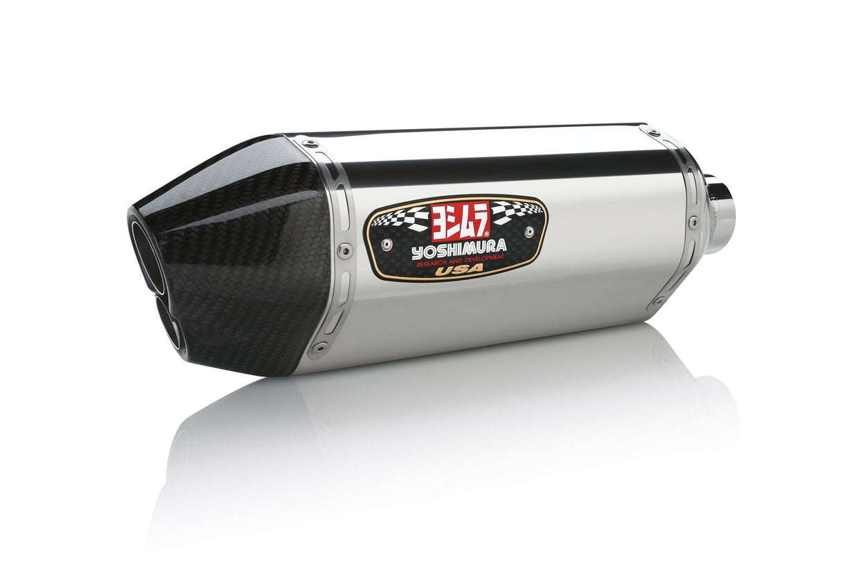 Yoshimura R-77D Street Stainless Slip-On Muffler w/Stainless Sleeve/Carbon End Cap for Suzuki GSX-R600/750 11-20