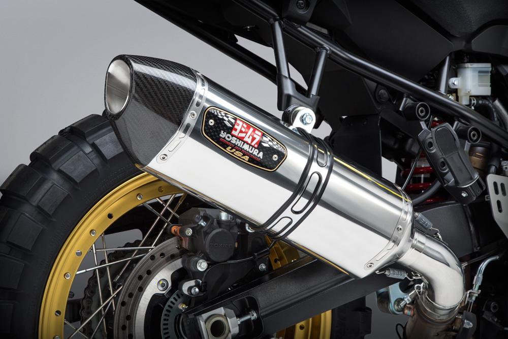 Yoshimura R-77 Signature Stainless Slip-On Muffler w/Stainless Sleeve/Carbon End Cap for Suzuki V-Strom 1000 14-19