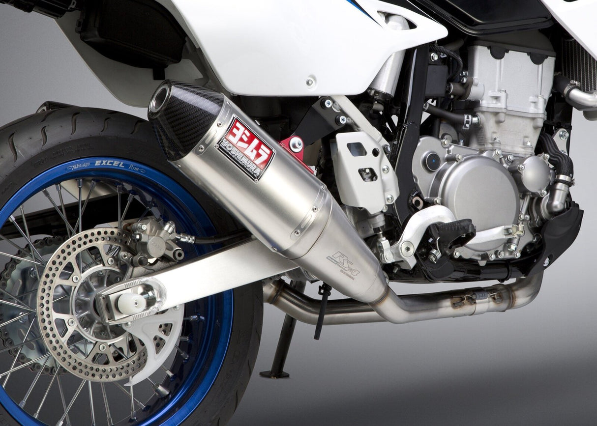 Yoshimura RS-4 Signature Stainless Dual Full Exhaust System w/Aluminum Sleeve/Carbon End Cap for Suzuki DR-Z400S/SM 00-20