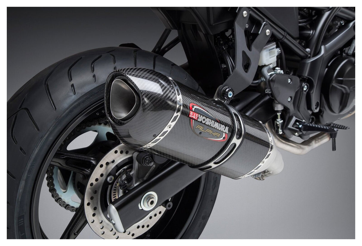 Yoshimura Alpha Street Stainless Slip-On Muffler w/Carbon Sleeve/Carbon End Cap for Suzuki SV650 17-20/SV650X 19-20