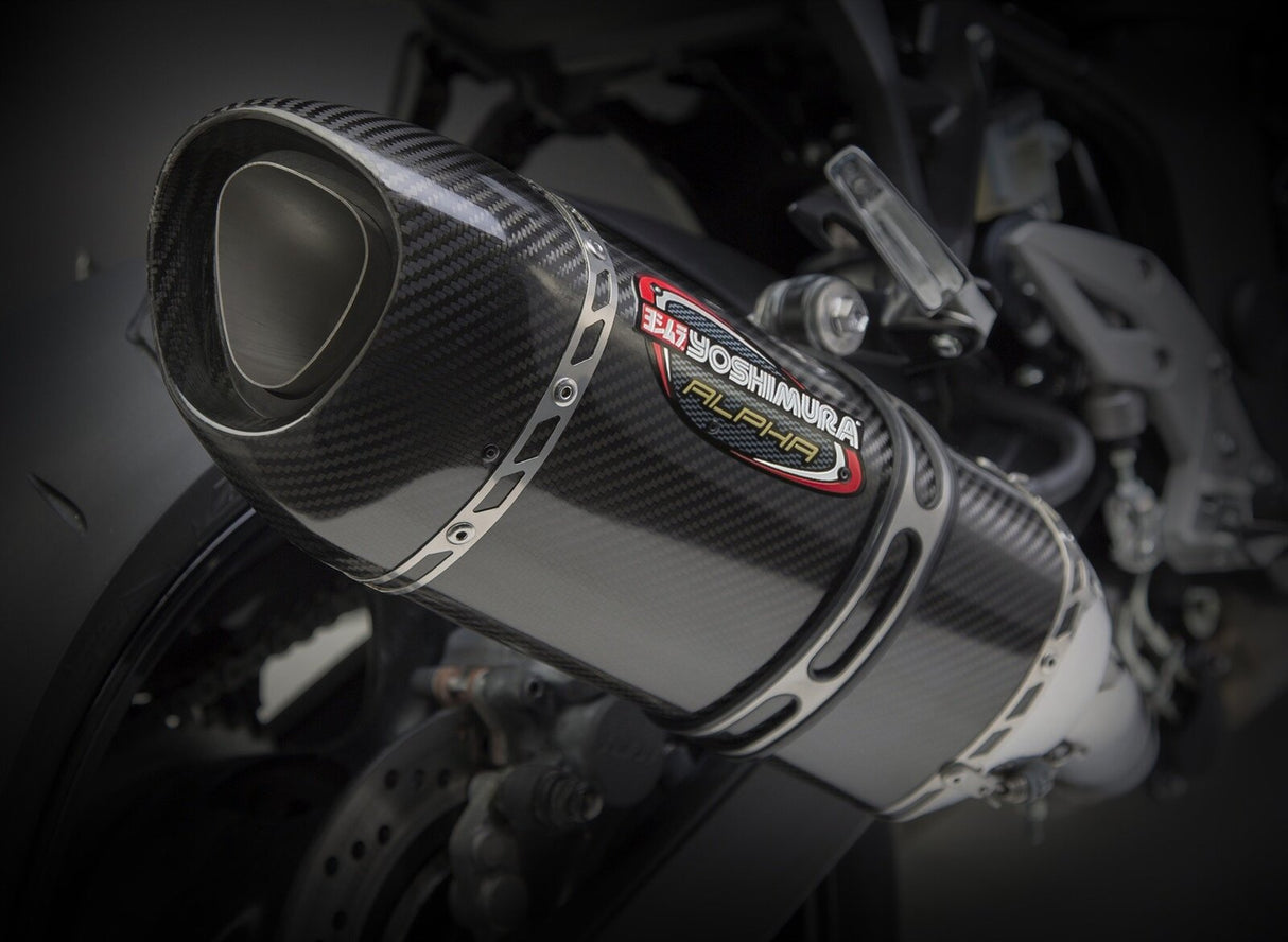 Yoshimura Alpha Signature Stainless Slip-On Muffler w/Carbon Sleeve/Carbon End Cap for Suzuki GSX-S750/Z 15-16