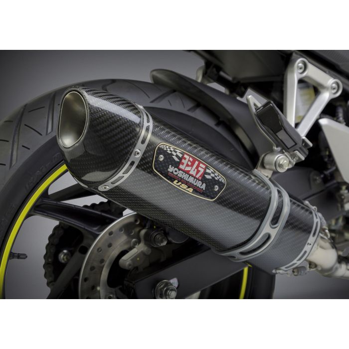 Yoshimura R-77 Race Stainless Full Exhaust System w/Carbon Sleeve/Carbon End Cap for Honda CBR300R 15-16