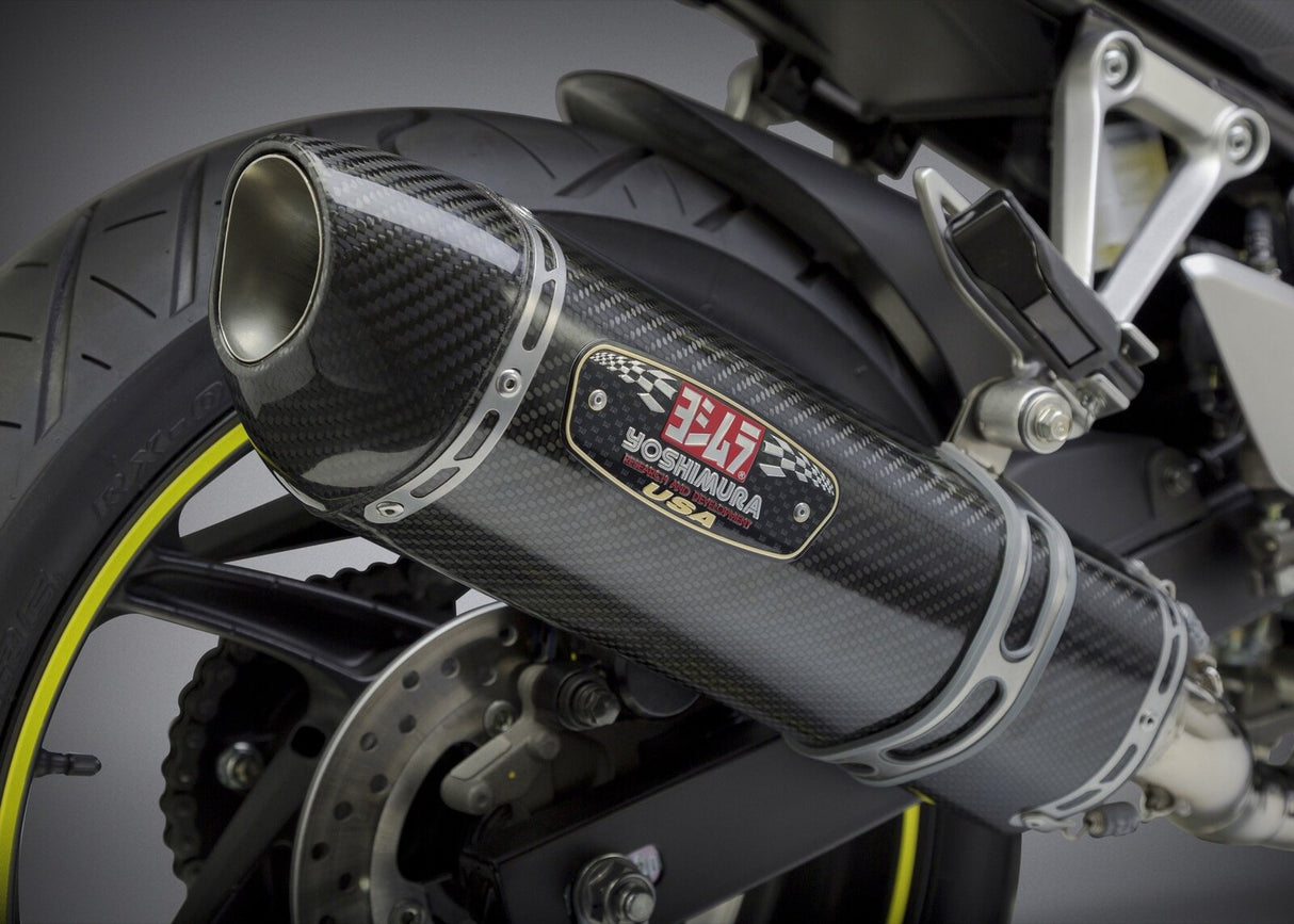 Yoshimura R-77 Race Stainless Slip-On Muffler w/Carbon Sleeve/Carbon End Cap for Honda CBR300R 15-19/CB300F 15-16