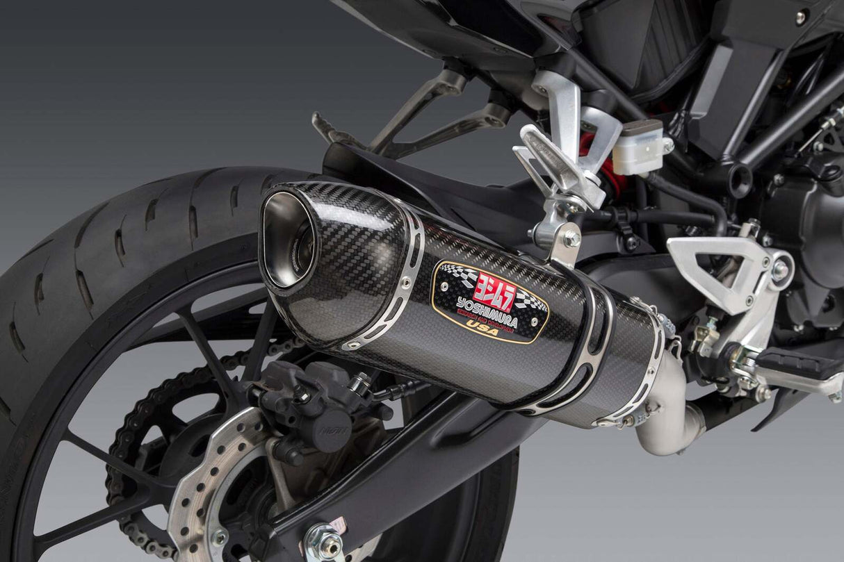 Yoshimura R-77 Race Stainless Works Finish Slip-On Muffler w/Carbon Sleeve/Carbon End Cap for Honda CB300R 19-21