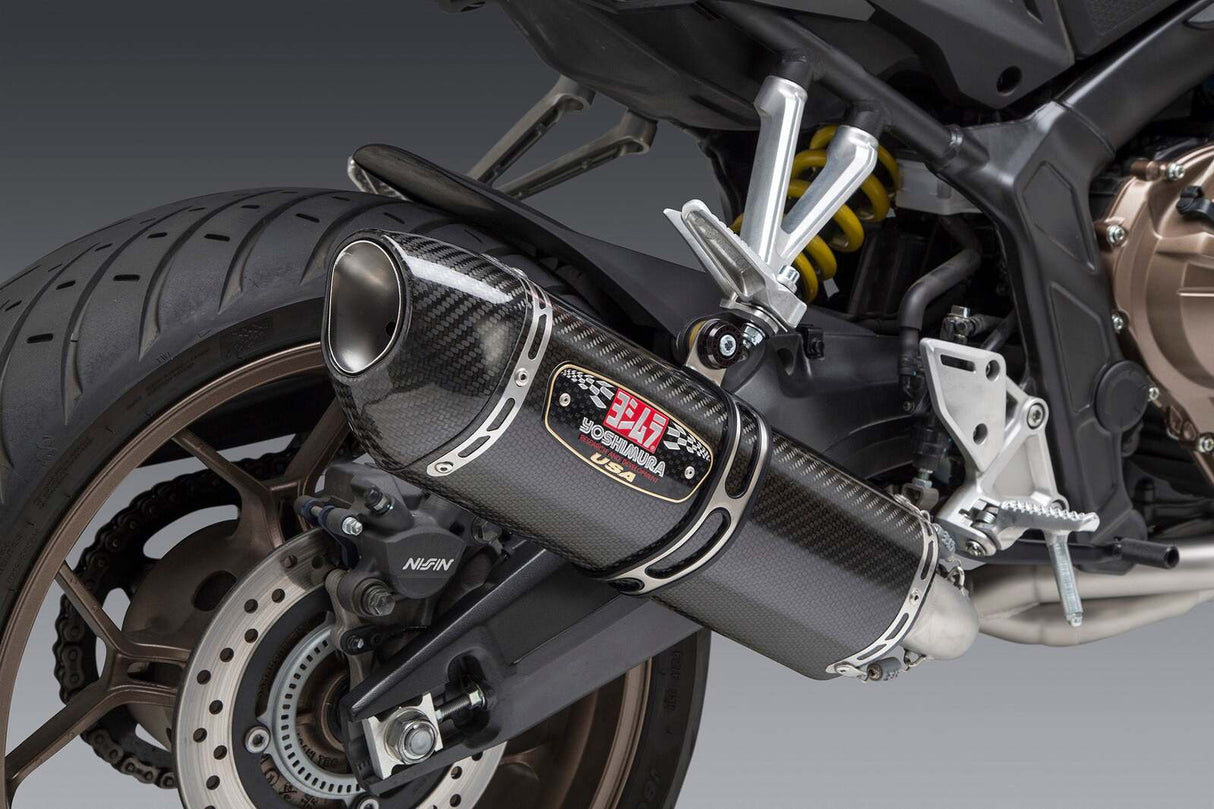 Yoshimura R-77 Race Stainless Full Exhaust System w/Carbon Sleeve/Carbon End Cap for Honda CBR650F 14-18/CB650F 18/CB650R 19-20