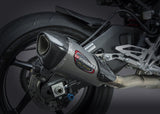 Yoshimura Alpha T Street Stainless Works Finish 3/4 Slip-On Muffler w/Stainless Sleeve/Carbon End Cap for Yamaha FZ-10 17/MT-10 18-20