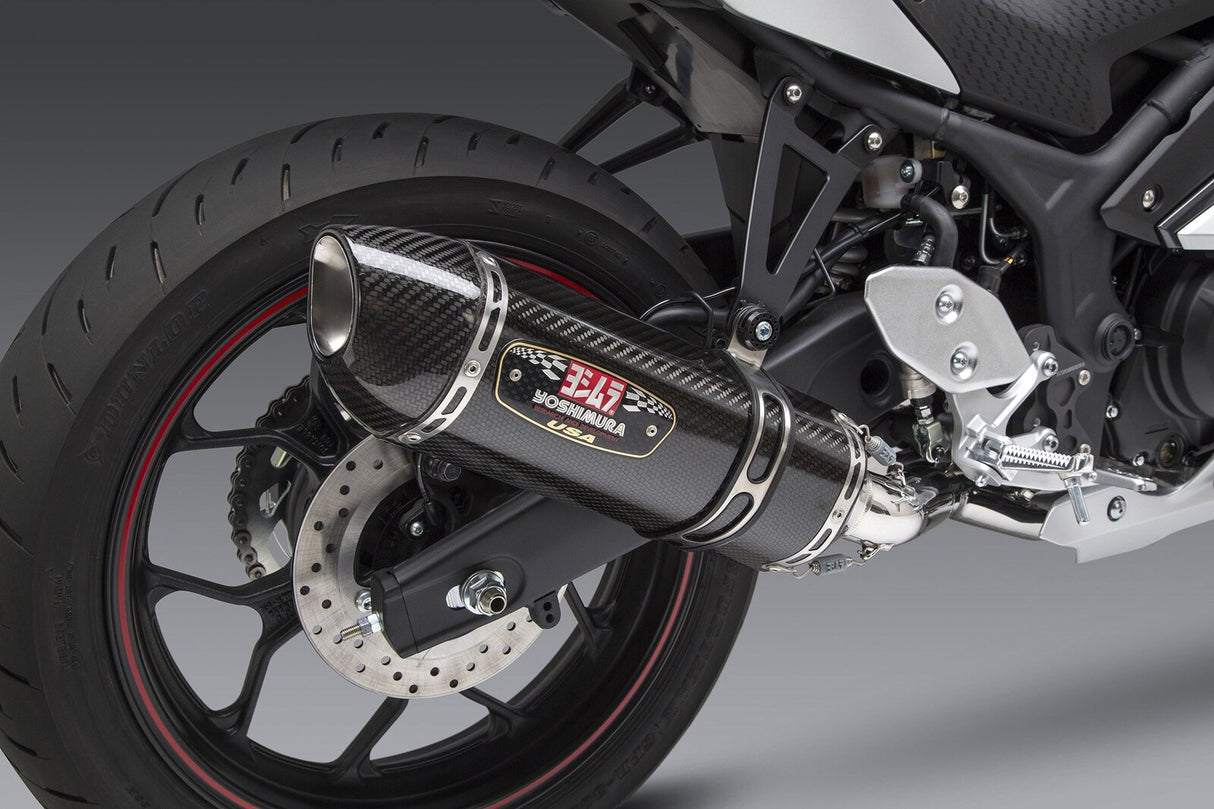 Yoshimura R-77 Race Stainless Full Exhaust System w/Carbon Sleeve/Carbon End Cap for Yamaha YZF-R3 15-20