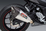 Yoshimura AT2 Street Stainless Works Finish Slip-On Muffler w/Stainless Sleeve/Carbon End Cap for Yamaha YZF-R3 15-21