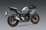 Yoshimura AT2 Street Stainless Works Finish Slip-On Muffler w/Stainless Sleeve/Carbon End Cap for Yamaha YZF-R3 15-21