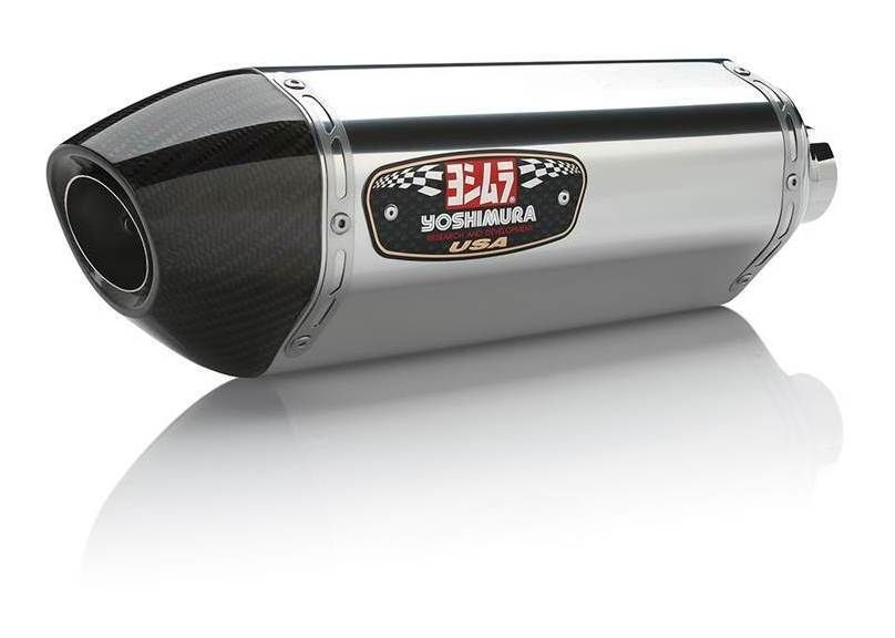 Yoshimura R-77 Race Stainless Works Finish Full Exhaust System w/Stainless Sleeve/Carbon End Cap for Yamaha FZ/MT-07 15-21/XSR700 18-21/R7 2022