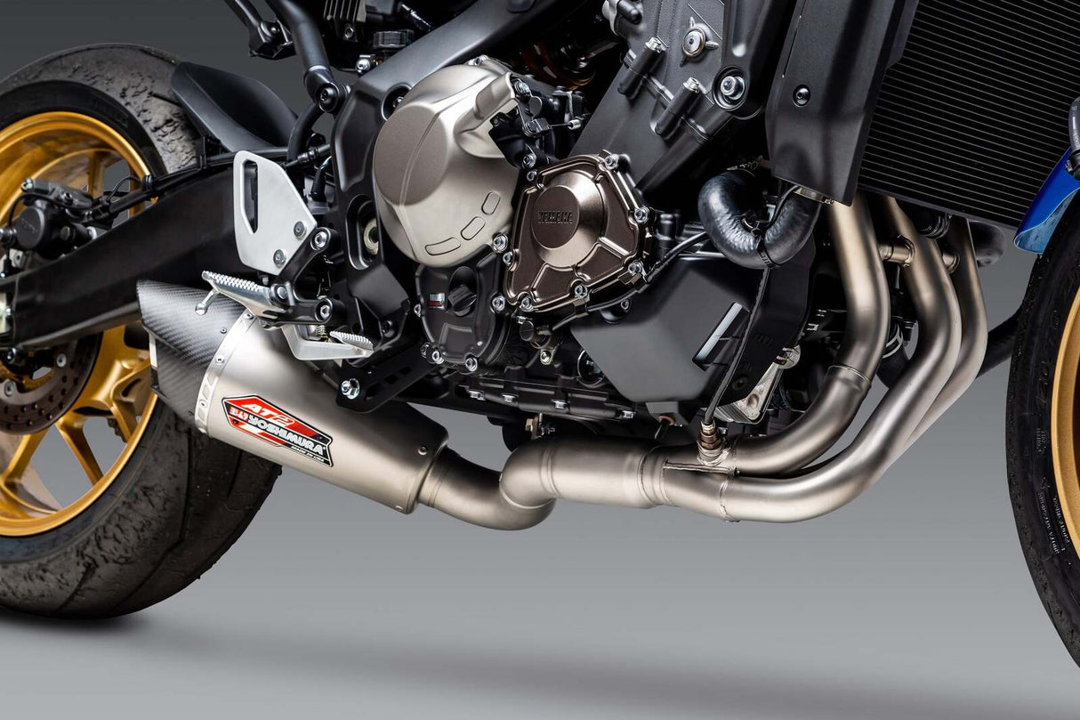 Yoshimura AT2 Race Stainless Full Exhaust System w/Stainless Sleeve/Carbon End Cap for Yamaha MT-09 21-22/XSR 900 2022