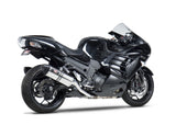 Yoshimura R-77 Race Stainless Dual Slip-On Mufflers w/Stainless Sleeve/Carbon End Cap for Kawasaki Ninja ZX-14R 12-20