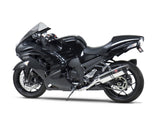 Yoshimura R-77 Race Stainless Dual Slip-On Mufflers w/Stainless Sleeve/Carbon End Cap for Kawasaki Ninja ZX-14R 12-20