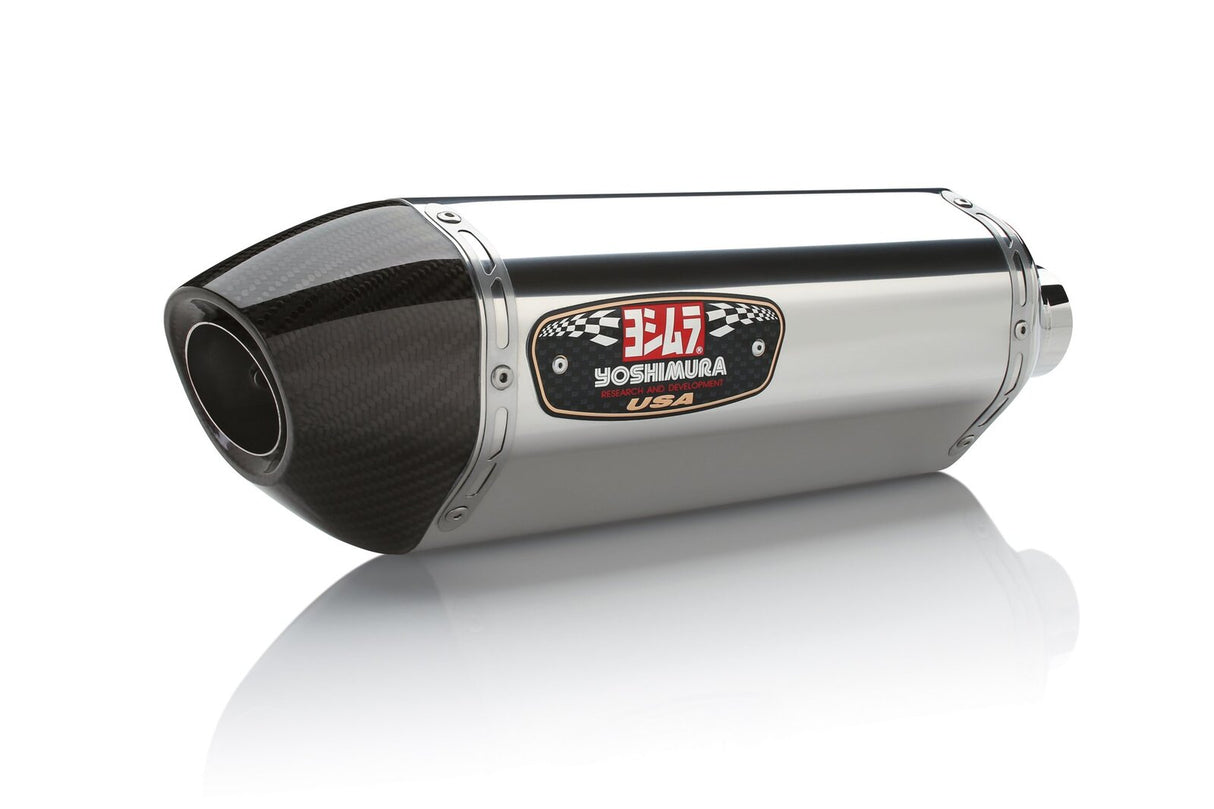 Yoshimura R-77 Race Stainless Dual Slip-On Mufflers w/Stainless Sleeve/Carbon End Cap for Kawasaki Ninja ZX-14R 12-20