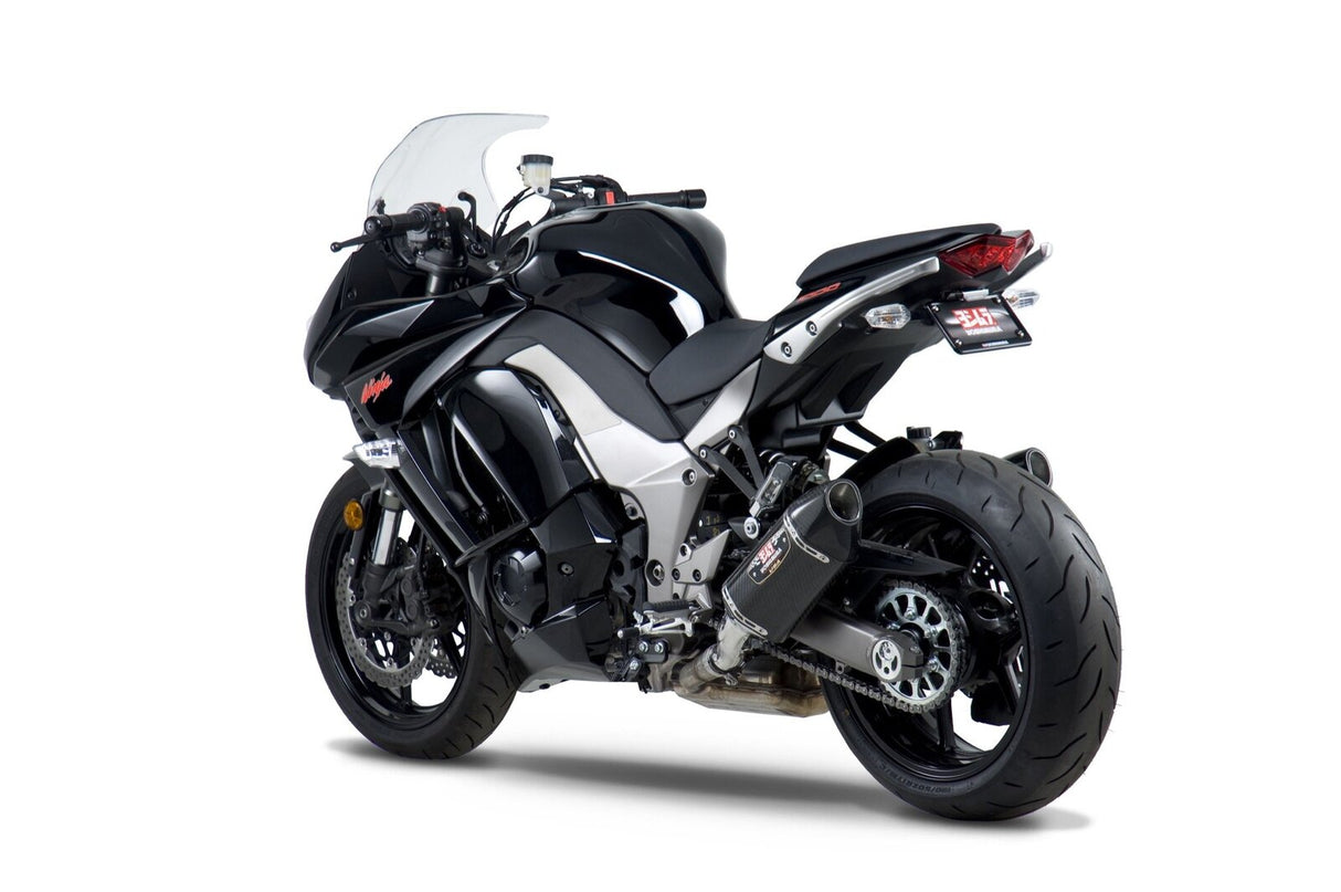 Yoshimura R-77 Street Stainless Dual Slip-On Mufflers w/Carbon Sleeve/Carbon End Cap for Kawasaki Ninja 1000 11-13