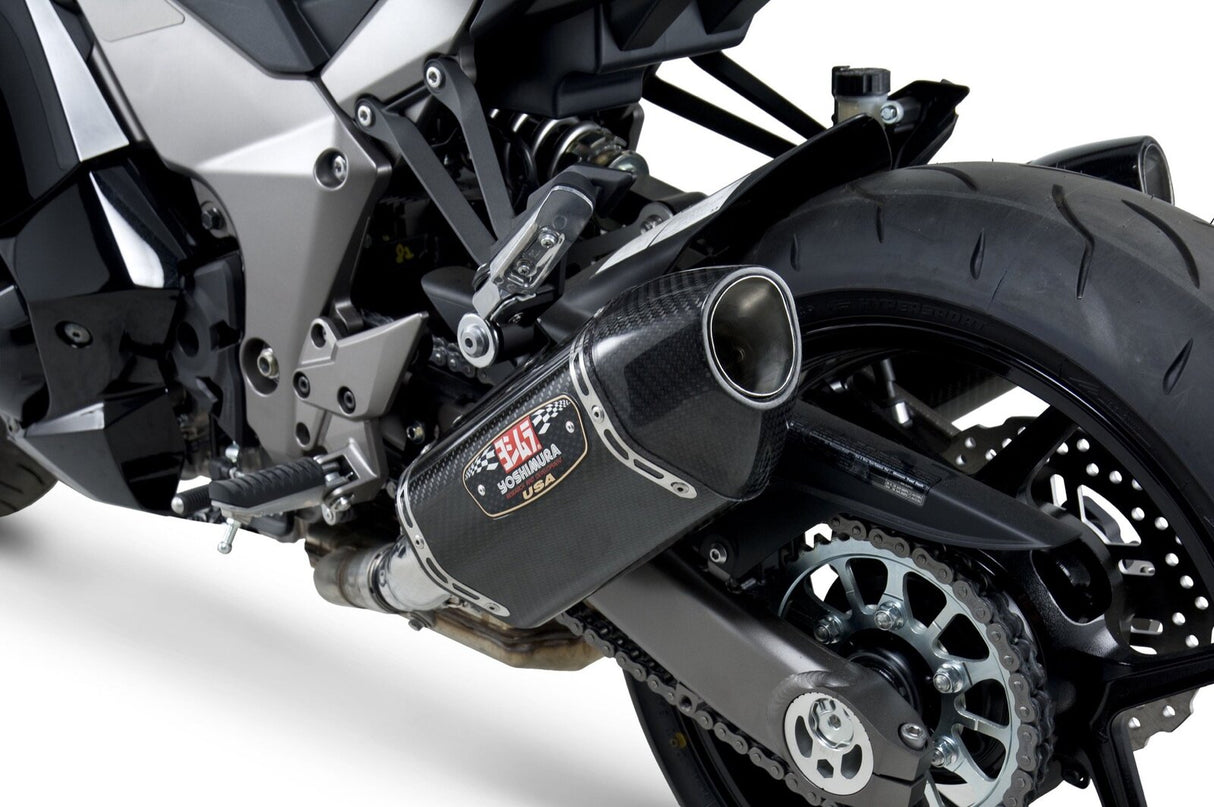 Yoshimura R-77 Street Stainless Dual Slip-On Mufflers w/Carbon Sleeve/Carbon End Cap for Kawasaki Ninja 1000 11-13