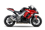 Yoshimura R-77 Street Stainless Dual Slip-On Mufflers w/Stainless Sleeve/Carbon End Cap for Kawasaki Ninja 1000 11-13