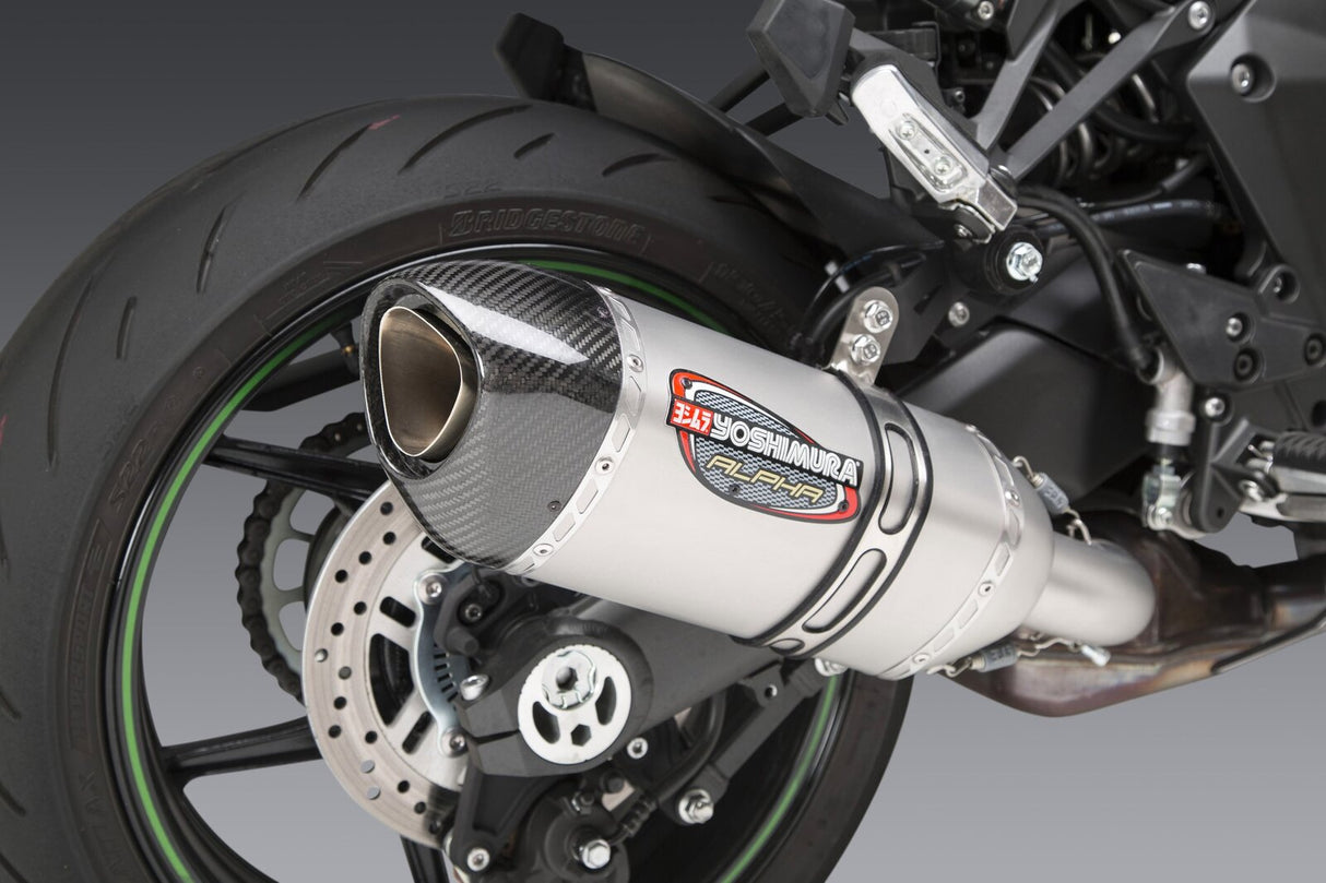 Yoshimura Alpha Street Stainless Works Finish Slip-On Muffler w/Stainless Sleeve/Carbon End Cap for Kawasaski Ninja 1000SX 2020