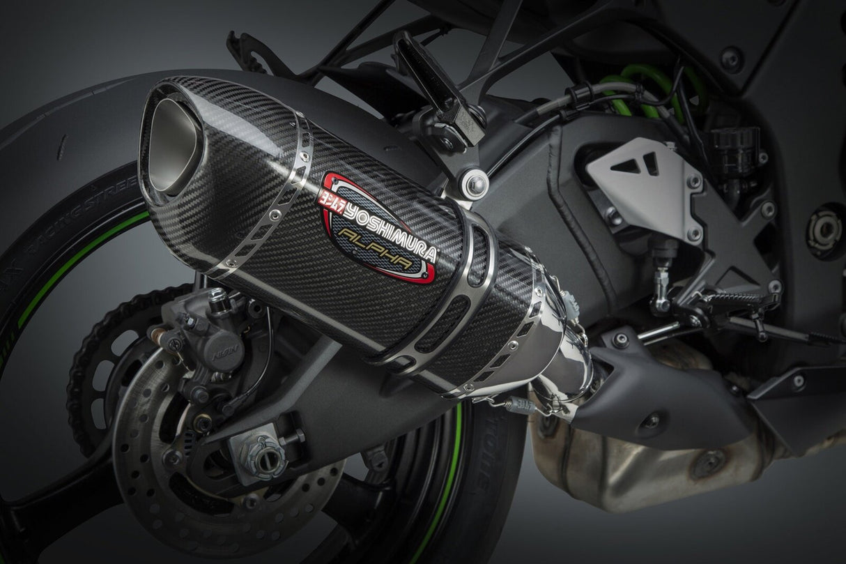 Yoshimura Alpha Street Stainless Slip-On Muffler w/Carbon Sleeve/Carbon End Cap for Kawasaki Ninja ZX-10R/RR 12-20