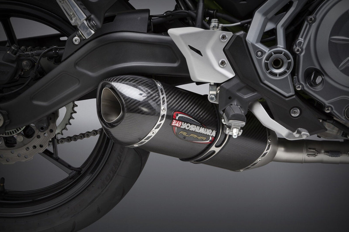 Yoshimura Alpha Race Stainless Full Exhaust System w/Carbon Sleeve/Carbon End Cap for Kawasaki Ninja/Z 650 17-20