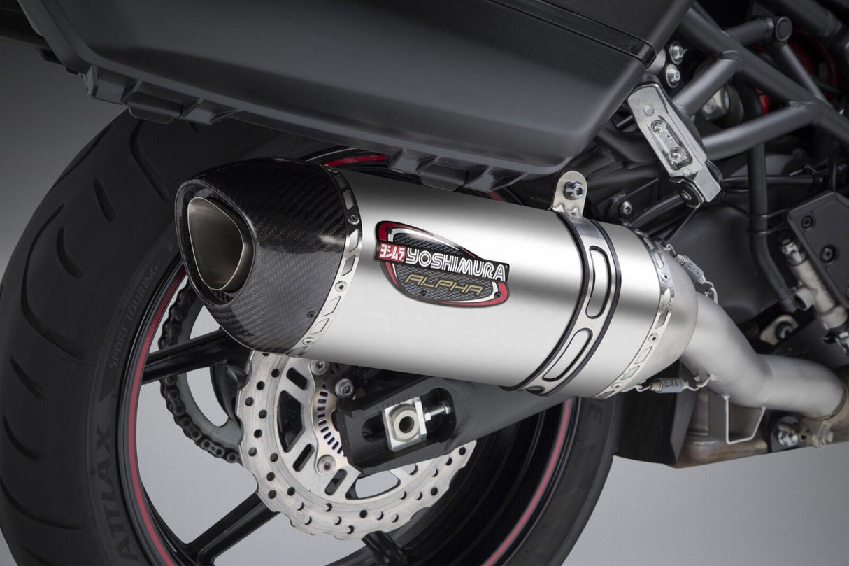 Yoshimura Alpha Street Stainless Slip-On Muffler w/Stainless Sleeve/Carbon End Cap for Kawasaki Versys 1000 15-18