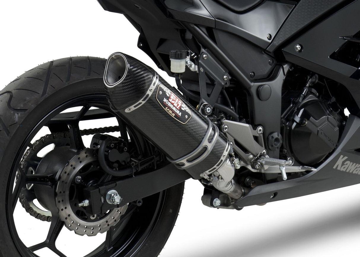 Yoshimura R-77 Street Stainless Slip-On Muffler w/Carbon Sleeve/Carbon End Cap for Kawasaki Ninja 300 13-17