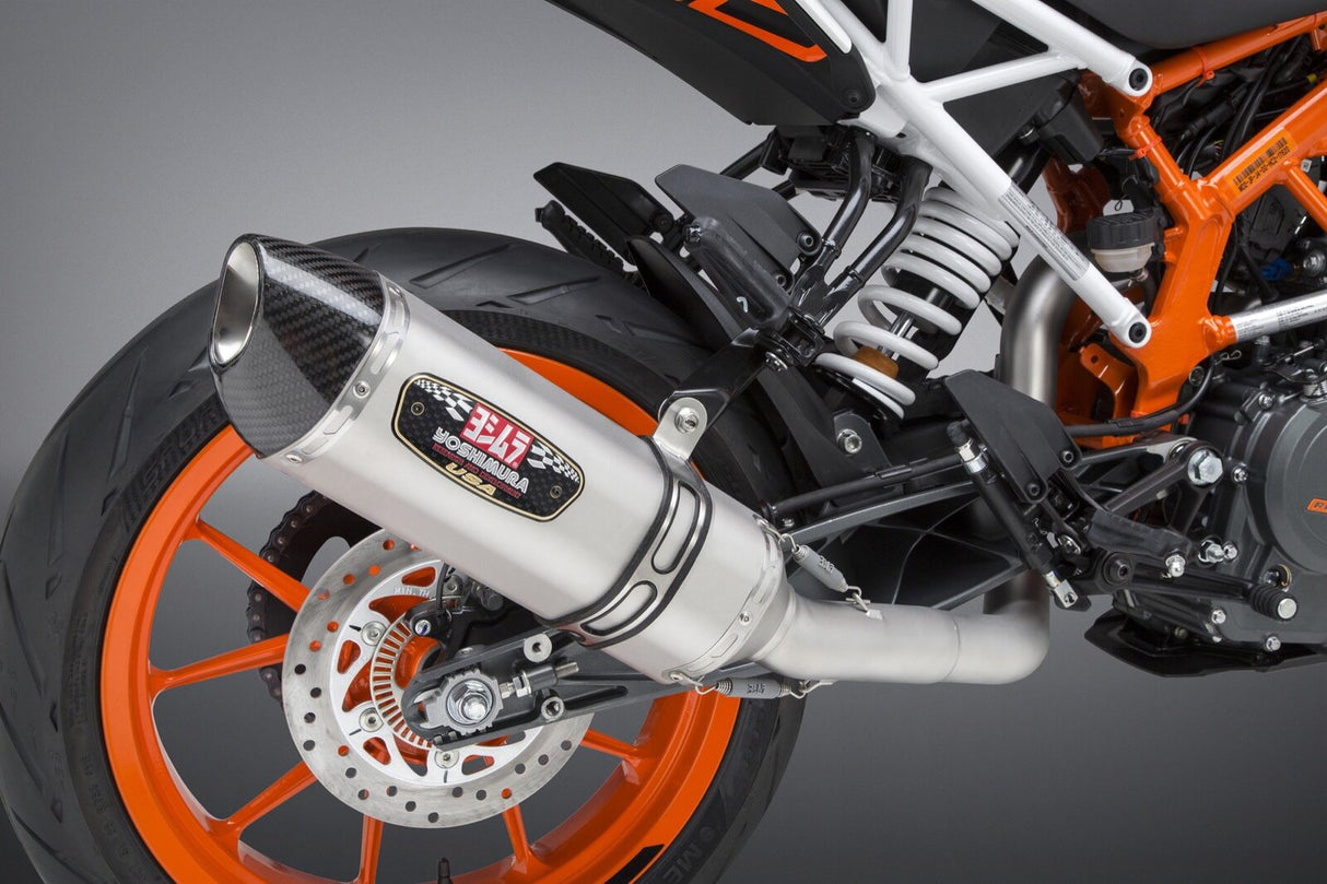 Yoshimura R-77 Race Stainless Works Finish 3/4 Slip-On Muffler w/Stainless Sleeve/Carbon End Cap for KTM 390 Duke/RC390 17-20