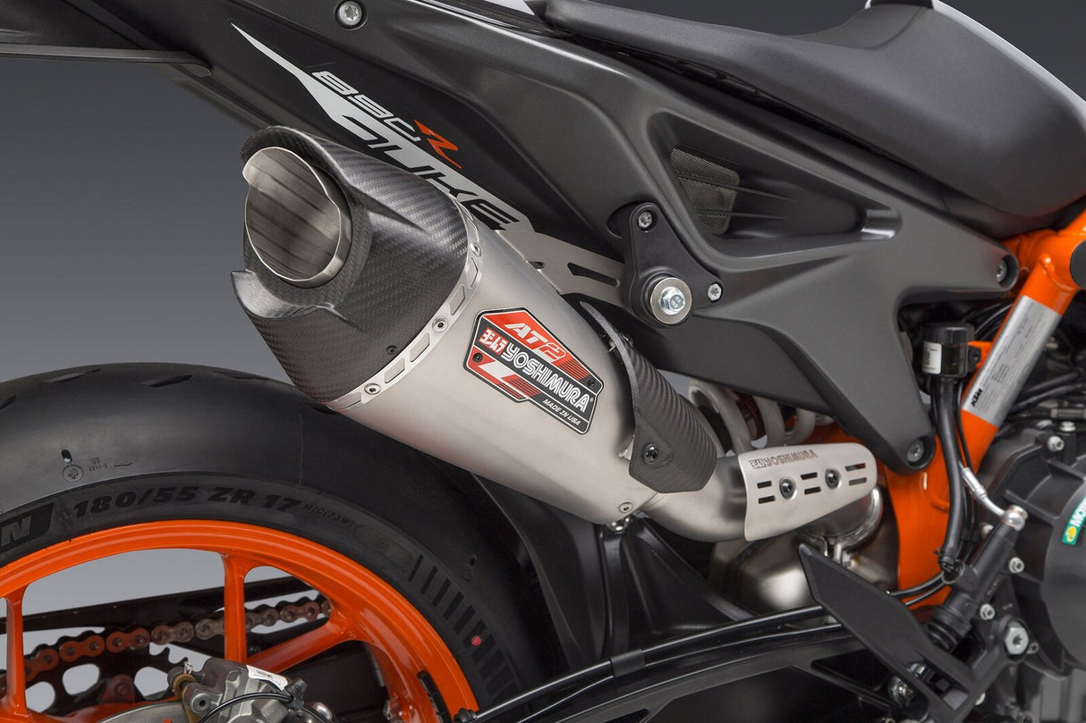 Yoshimura Alpha Street Stainless Slip-On Muffler w/Stainless Sleeve/Carbon End Cap for KTM 890 Duke 20-21