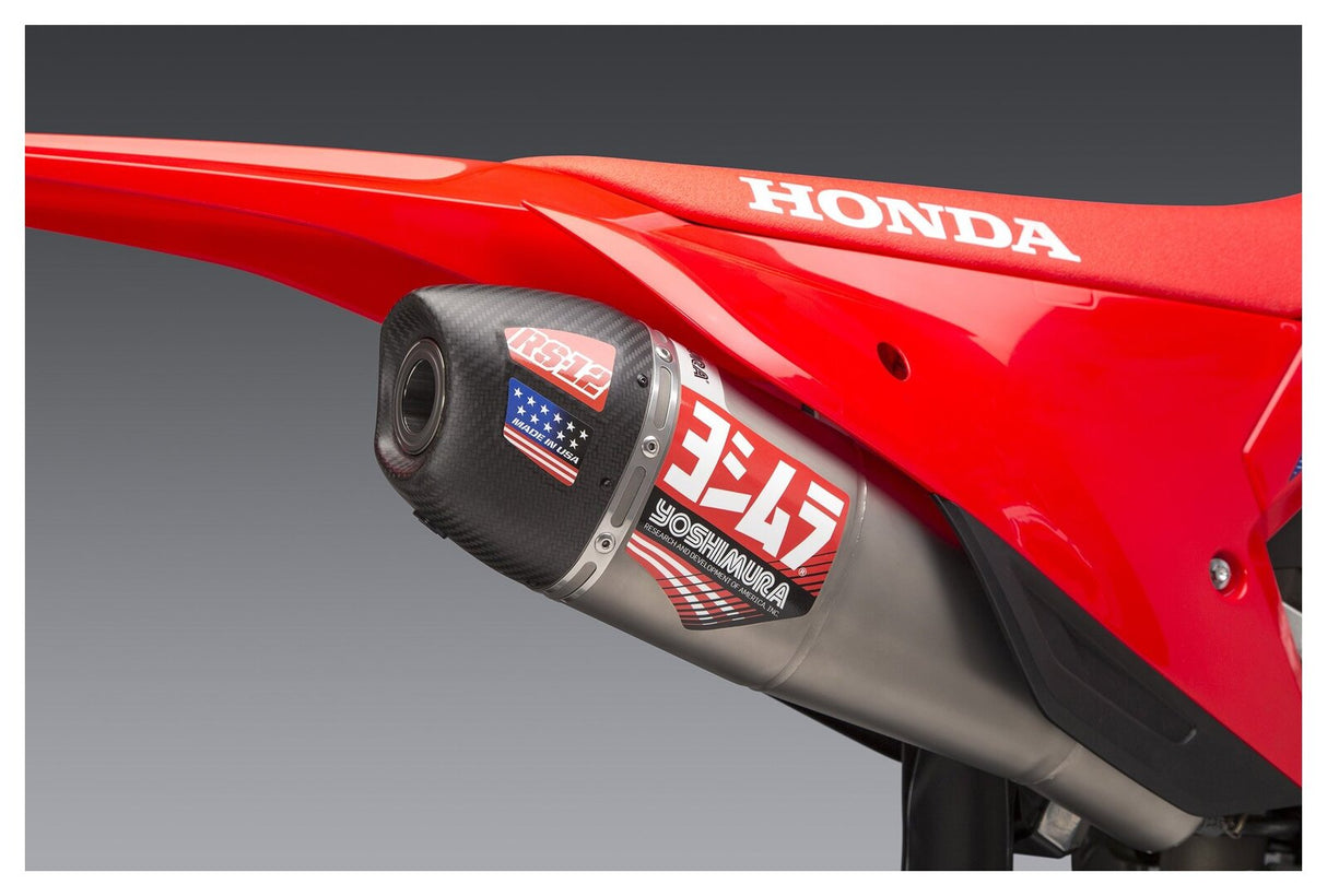 Yoshimura RS-12 Signature Stainless Full Exhaust System w/Stainless Sleeve/Carbon End Cap for Honda CRF450R 21-22