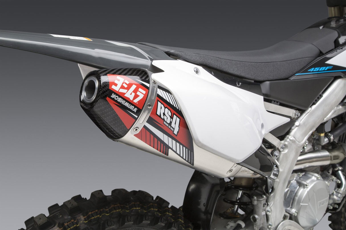 Yoshimura RS-4 Signature Stainless Slip-On Muffler w/Aluminum Sleeve/Carbon End Cap for Yamaha WR450F 19-20/YZ450F 18-20