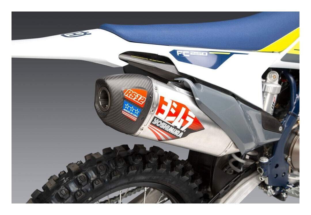 Yoshimura RS-12 Signature Stainless Full Exhaust System w/Aluminum Sleeve/Carbon End Cap for KTM/Husqvarna 250/350 19-21