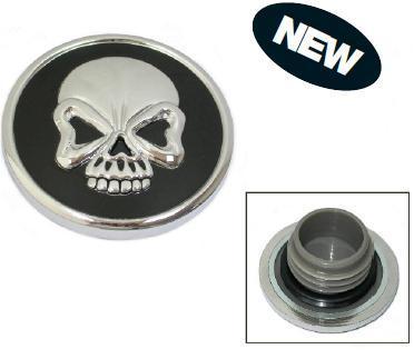 Zodiac Z012717 3D Skulled Right Hand Vented Gas Cap Black/Chrome for H-D 82-96 Models