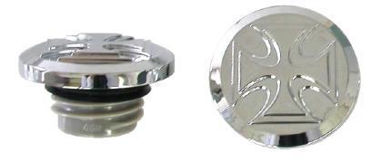 Zodiac Z022078 Maltese Cross Vented & Non Vented Dummy Gas Cap Set for H-D 00-17 Models (Pair)