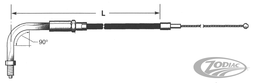Zodiac Z114961 Braided Clear Coat 39" Throttle Cable for Big Twin 90-95
