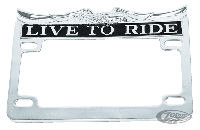 Zodiac Z160179 Live to Ride Licence Plate Frame Chrome