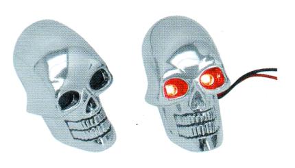 Zodiac Z162304 Skull Marker Lights w/Chrome & Red LED Lighted Eyes (Pair)